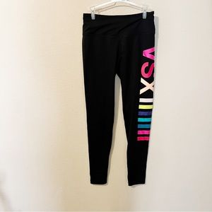 Victoria Secret X Sport Black Rainbow Colorful Leggings